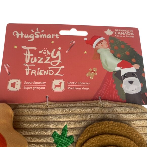 HugSmart Fuzzy Friendz Dog Toy With Squeaker Festive Design Holiday - Picture 5 of 11